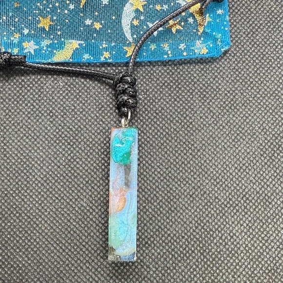 Blue and Green Resin Pendant Necklace - Picture 3 of 7